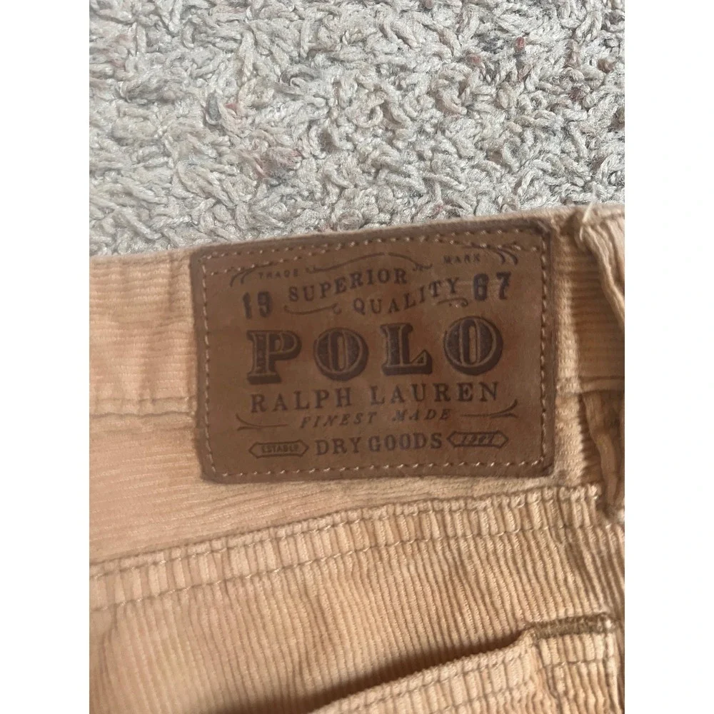 Polo Ralph Lauren Mens Tan Corduroy Pants Straight Leg 35x30 Cotton Dry Goods